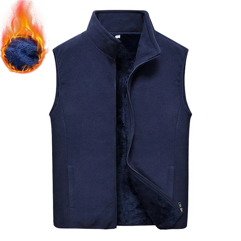 Mens Winter Sleeveless Jacket Thermal Fleece Vest Male Coat Lightweight Padded Vest Thick Working Casual Vests For Man Clothes