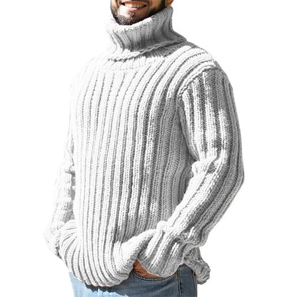 Turtleneck sweater men's solid color slim knitted top autumn and winter new sweater fashion European and American men's clothing