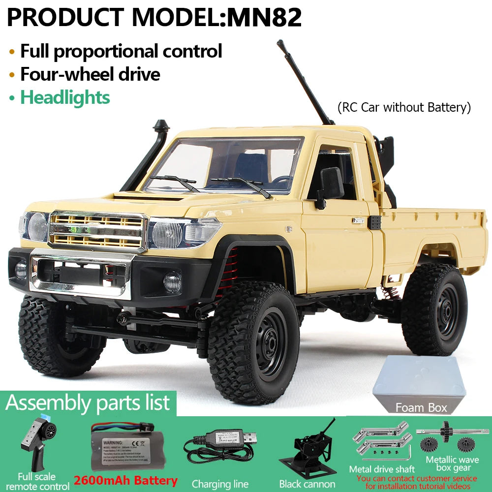 MN82PRO MN82 1/12 RC Car 4WD 2.4G Remote Control Car Simulation Classic All-terrain Off-road LED Light RC Truck Toys As Kid Gift