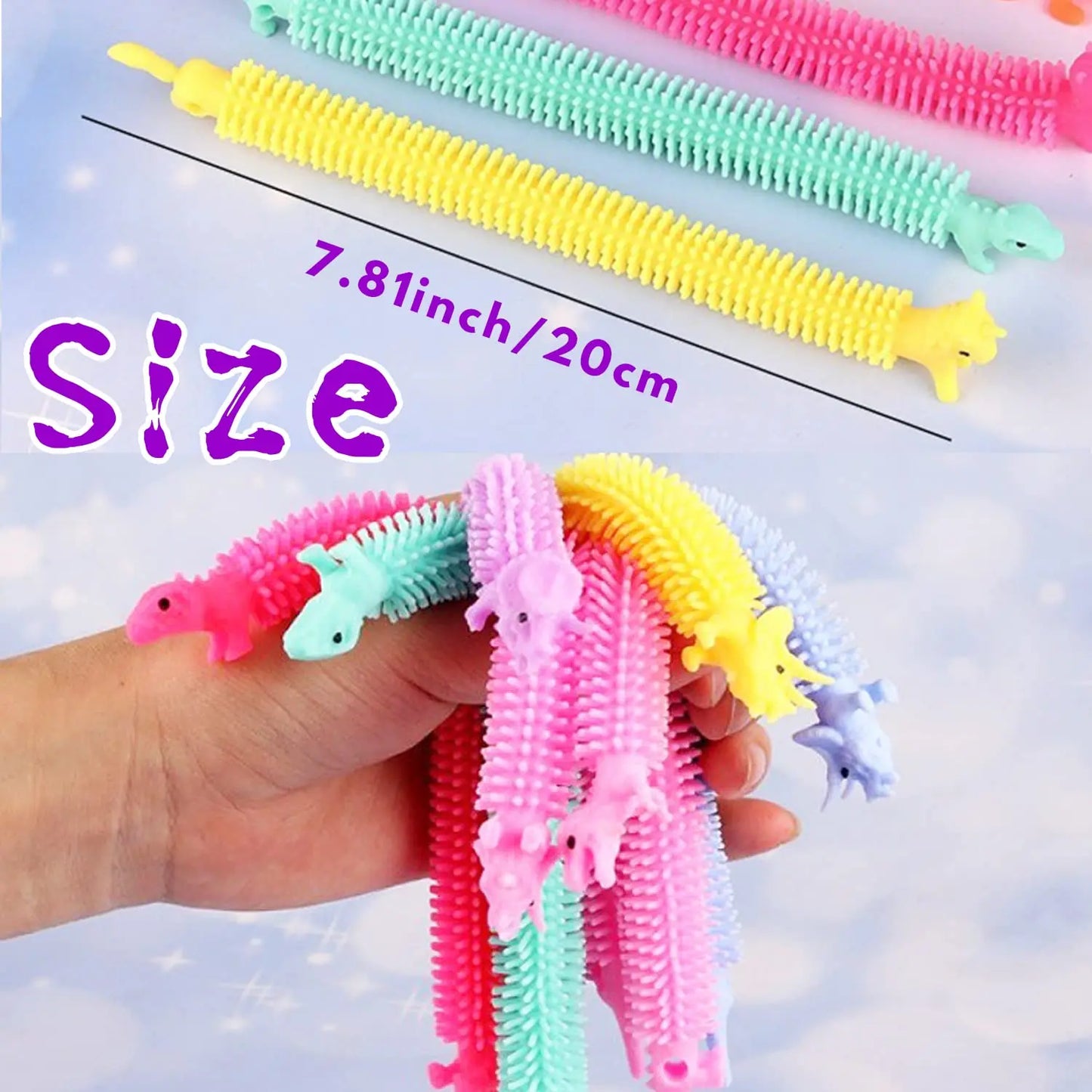 20/40/60 Pack Stretchy String Fidget Toys,Dinosaur Sensory Noodle Strings,Textured Stretchy String for Kids Adults Stress Relief