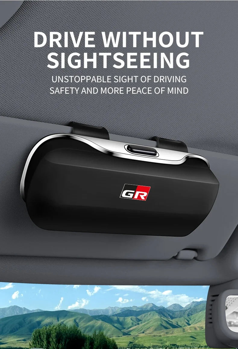 Car Eyewear Case Box Sunglasses Holder Sun Visor Storage Protective Frame Box Glasses Clip For Toyota GR Sport Rav4 Yaris Camry