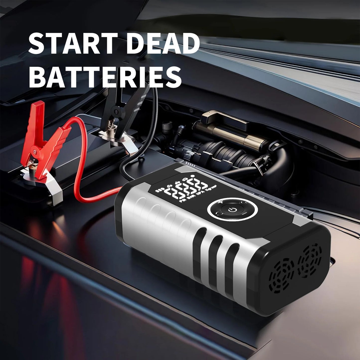 5-in-1 FHKJ 1500A Car Jump Starter Air Pump Compressor Power Bank Starting Device Portable Battery Boosters Roadside Emergency
