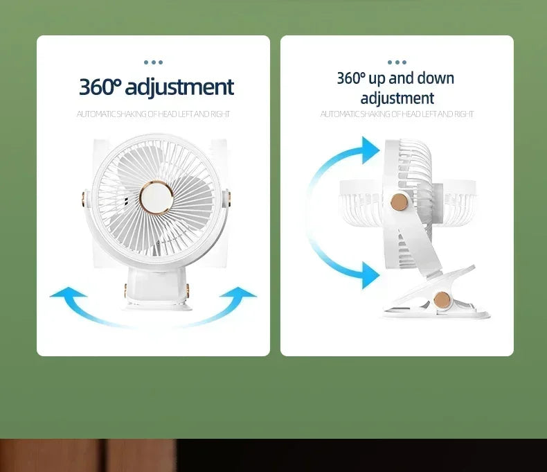Car Rechargeable Desktop 2000mAh Portable Outdoor Home Fan Air Cycle Device Wireless Ceiling Mounted WithLED Light Clip on Amagi
