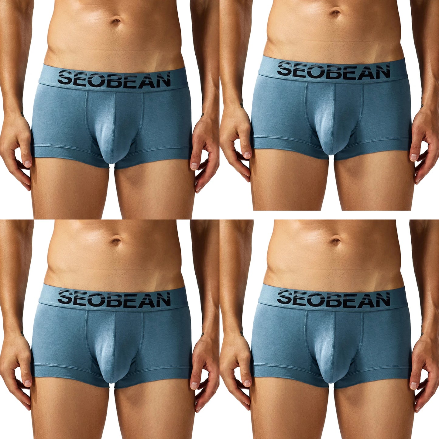4-Pack SEOBEAN  Men's Cotton Briefs Comfortable Sweat-Absorbent Boxer Shorts Male Underwear
