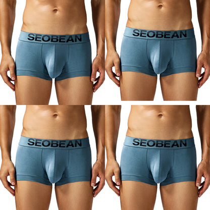 4-Pack SEOBEAN  Men's Cotton Briefs Comfortable Sweat-Absorbent Boxer Shorts Male Underwear