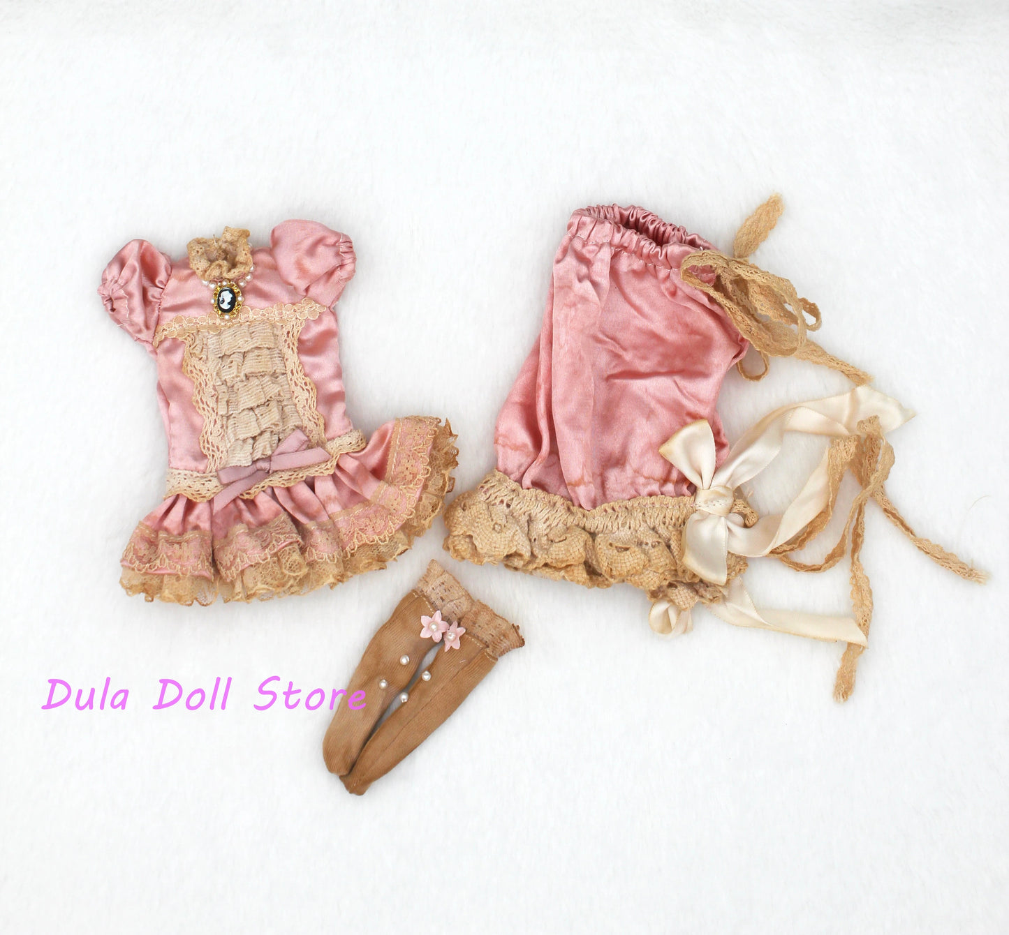 Dula Doll Clothes Dress Vintage Tea Dyeing Skirt Blythe Qbaby OB24 OB22 Azone Licca ICY JerryB 1/6 Doll