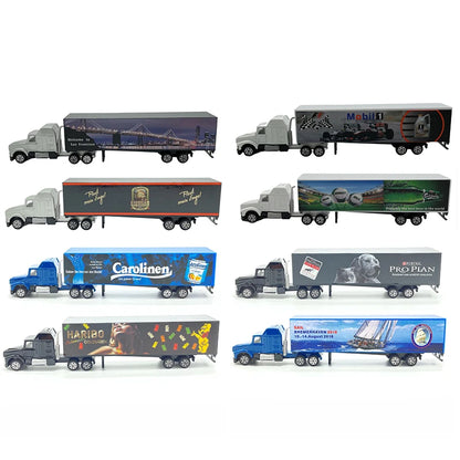 2Pcs HO Scale 1:87 Truck Container Model ABS Trailing Truck Sand Table Scene Layout Vehicle Diorama kits Random Colors