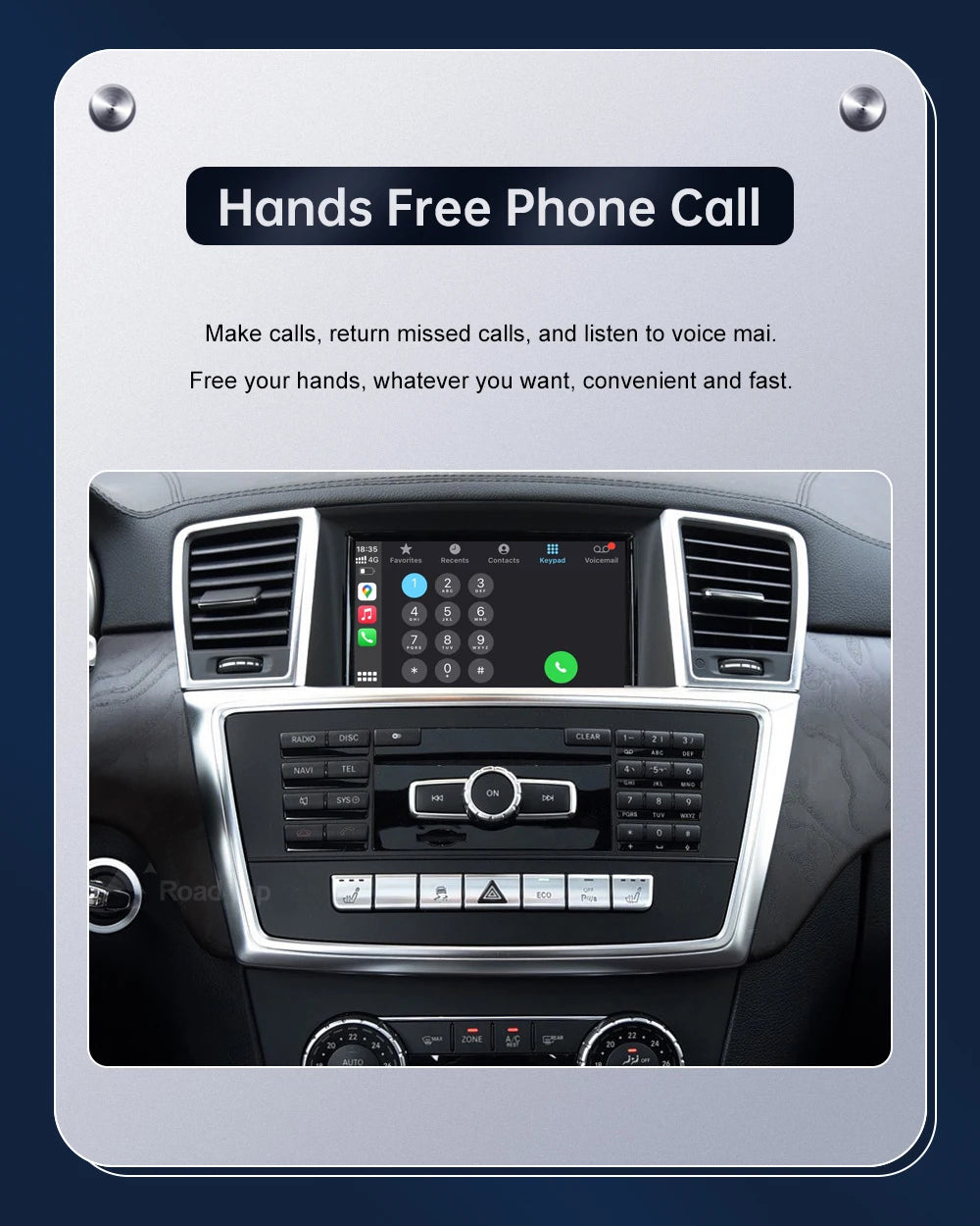 Road Top Wireless CarPlay Android Auto for Mercedes Benz ML GL W166 X166 2012-2015, with Mirror Link AirPlay Car Play Functions