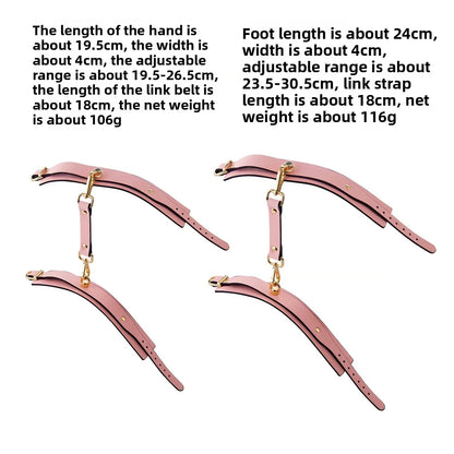 Luminous PU Leather Bdsm Handcuffs Ankle Cuff Hang Buckle Link Bondage Gear Sex Toy for Woman Slave Bdsm Restraints Adult Toys