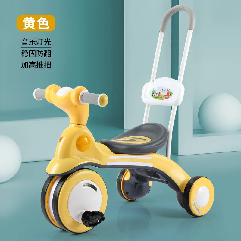 Kiddie Car Anti-rollover Safe Silent Sliding Bike Outdoor Children Pedaling Bicycle with Lights Music Tricycles Toy Gift for Kid