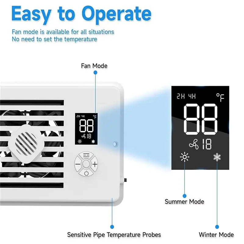 A05G-Register Booster Fan 4X 10Inch Smart Silent With Aromatherapy Tablets Heating Cooling 1-10 Wind Speed Adjustment US Plug