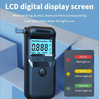 Portable Breath Alcohol Tester Professional Breathalyzers High-Accuracy Alcohol Test Tools with LCD Digital Analyzer Device