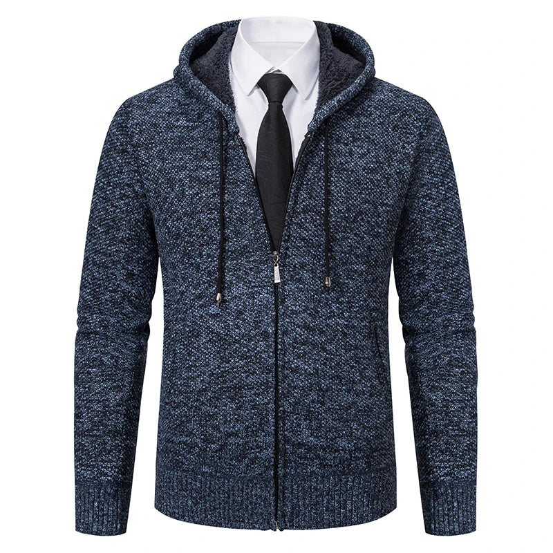 Men Sweater Jacket Winter Autumn Cold Coat Fleece Zipper Cardigan Soft Jumpers Turtleneck Warm Y2K High Quality Outerwear