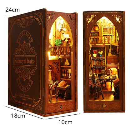 DIY Book Nook Kits 3D Puzzles Wooden Bookshelf Miniature Building Kits Home Decor Creative Dollhouses For Adults Xmas Gifts