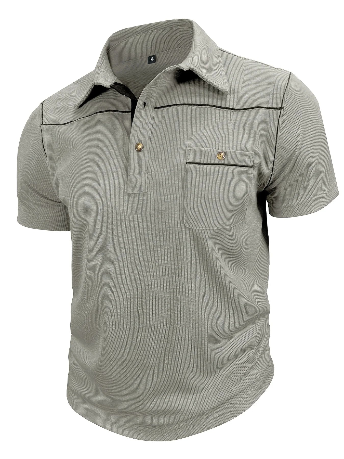 Plus Size Men's Polo Shirt 2026 Summer Fashion Vacation Casual Collared Solid Color Henley T-Shirt Pullover Top