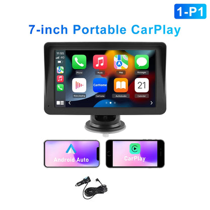 7" / 9" Portable Wireless Carplay Android Auto Car Radio Multimedia Player IPS Touch Screen AUX USB Bluetooth Mirror Link AHD