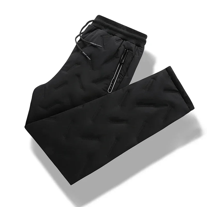 Feather Trendy Winter High-quality Thick Cotton Pants with High Elasticity Breathability Men Comfortable Warm Casual Pants Keep