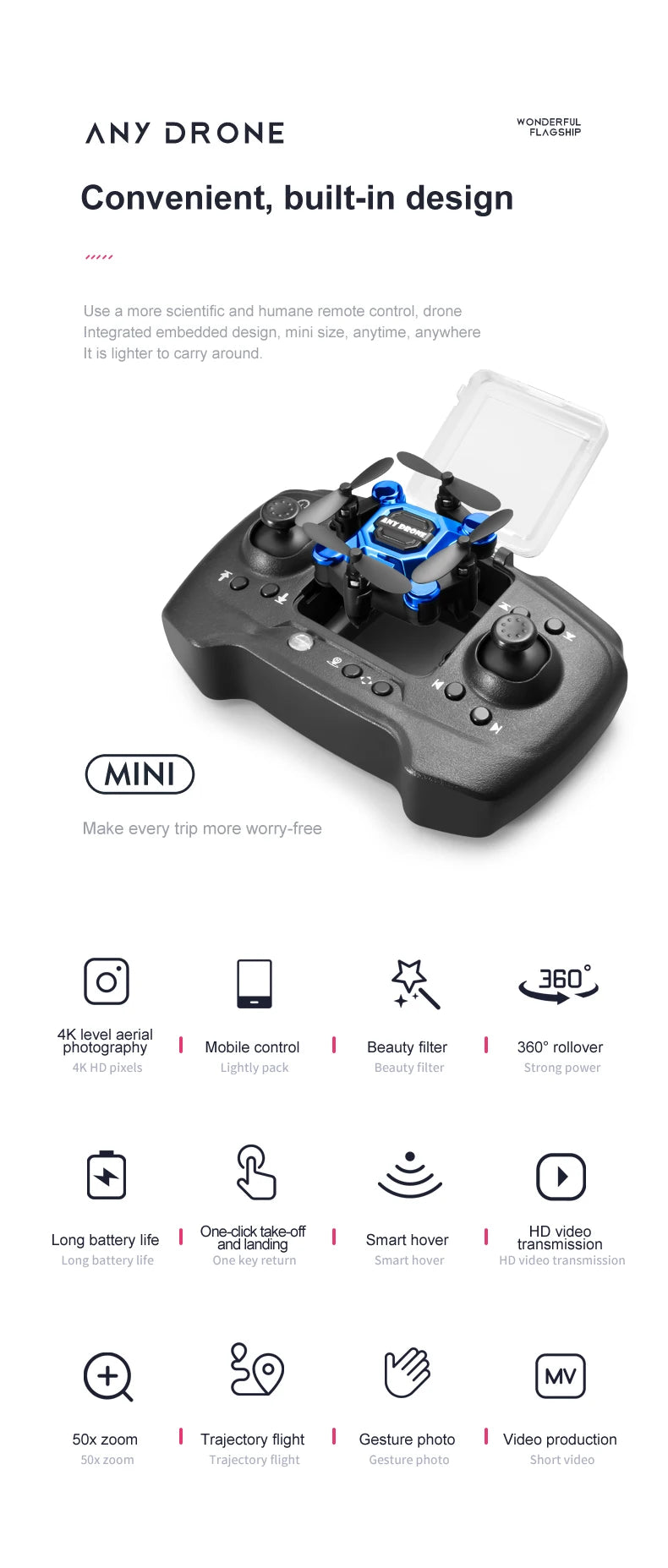 New K04 Mini Drone with Camera RC Quadcopter Altitude Hold Small Durable UAV Toy for Beginners Portable Remote Control Aircraft