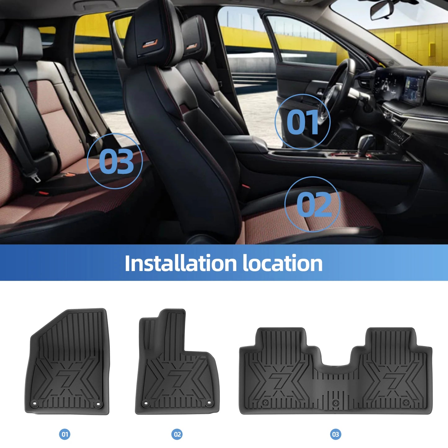 RHD for Zeekr 7X 2024-2026 Car Floor Mats Cargo Liner Trunk Pad TPE 3D Foot Mat Waterproof All Weather Accessories Black