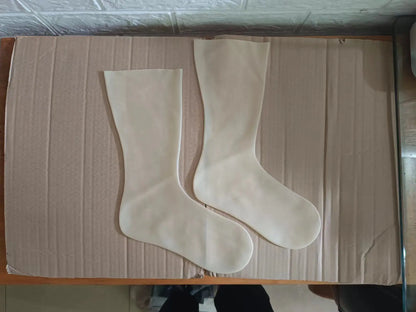 Latex 2D Socks Sexy Knee Hosiery Plain Cosplay Seamless Without Glue one piece Stocking  0.6mm Extra Thickness