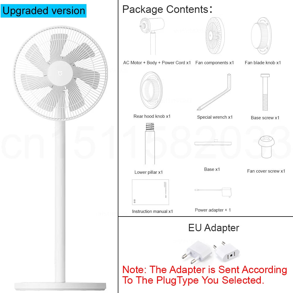 MIJIA Smart DC Inverter Floor Fan 1X Upgrade With 7-Blade,140° Wide-Angle Airflow,Low 25.6dB Noise,Wired Fan With Adapter