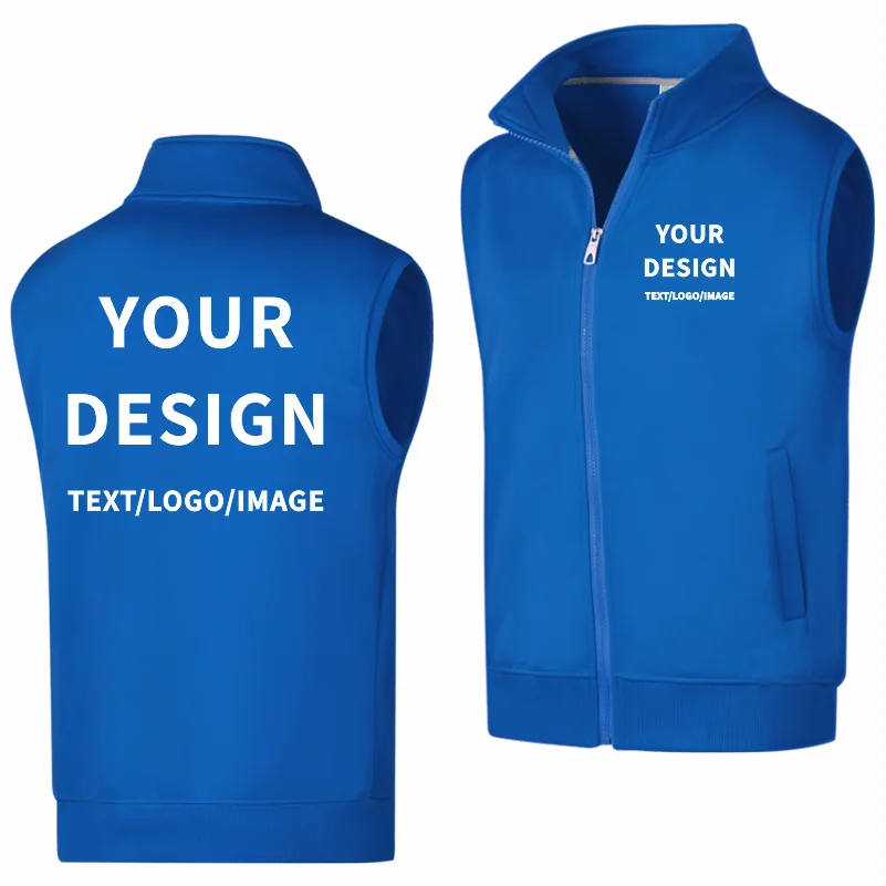 Winter Velvet Warm Vest Custom Design Fashionable Solid Color Vest Printing Logo Fleece Vest Embroidery Personalized Brand