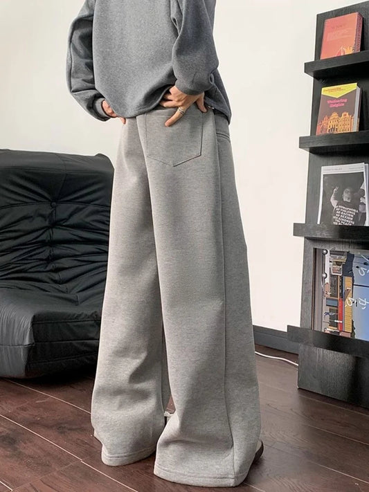 Loose Fit Men Sweatpants Spring Autumn Casual Joggers Wide Leg Floor Length Comfortable Daily Sports Wear Unisex Style