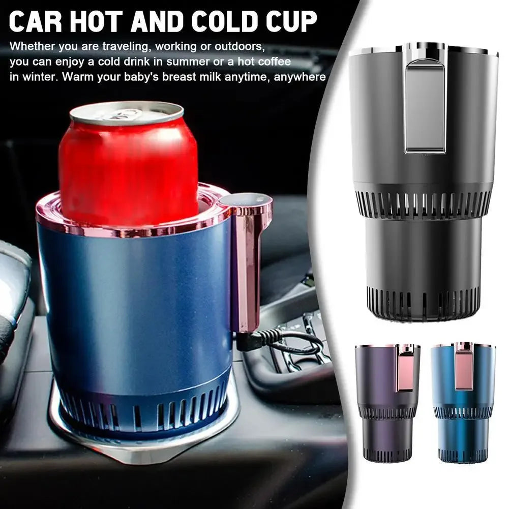 Smart 12V Portable Mini Can Fridge Cooler & Warmer, 2-in-1 Single Cup Holder Chiller for Car & Office Desk Travel Mug Heater