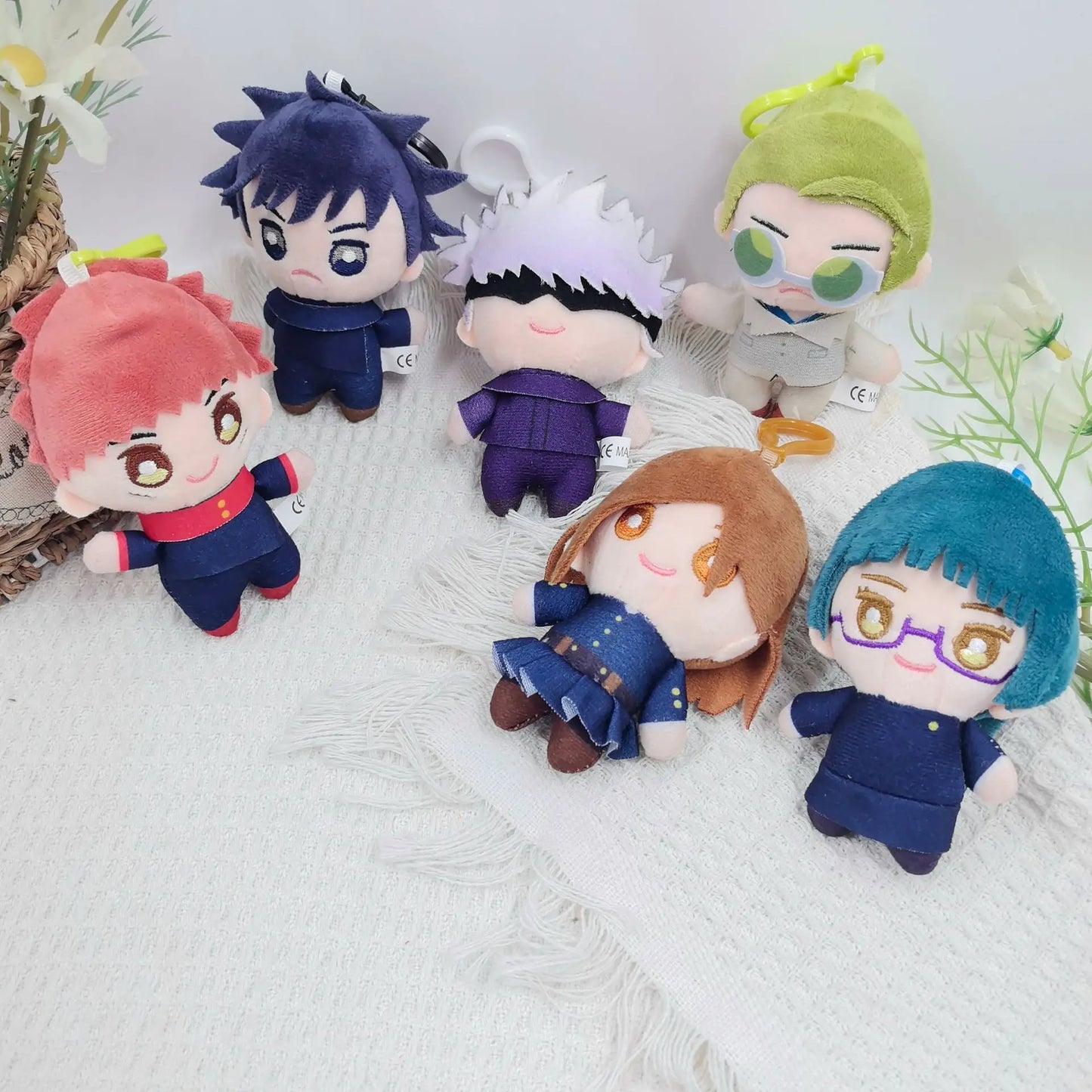 Jujutsu Kaisen Gojo Itadori Plush Keychain Anime Character Bag Charm Q-Style Stuffed Toy Pendant Gift for Boys Girls Collection