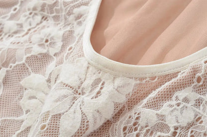 Sexy See Through Lace With Lining Backless Spaghetti Strap Bodysuit Woman Sling Tight Short Jumpsuit Slim fit Rompers Playsuits
