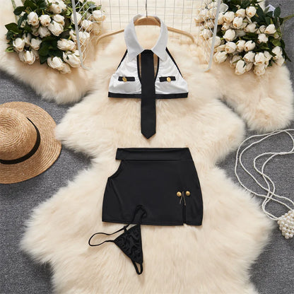 Cute Gray Rabbit Ear Hood Top Sexy Backless Slim Fit Bodysuit Zip Sleeveless Women Sexy Erotic Lingerie Bunny Cosplay Playsuit