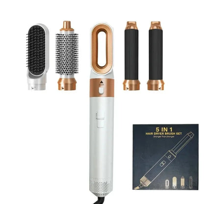 1000W Professional 5-in-1 Hair Dryer Set with Hot Comb Curling Iron Hair Straightener - Complete Styling Tool Kit for Household