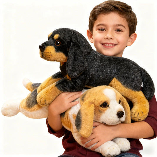 Lifelike Dalmatian Rottweiler Dog Plush Toy Fluffy Stuffed King Charles Beagle Soft Doll Home Decor Birthday Gift for Dog Lover