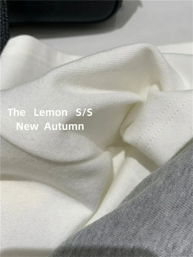 Lemon Women's Loose Short Sleeve T-Shirt Korean Style round Neck Base Shirt Inner Wear Simple Fashion Spring Autumn Top