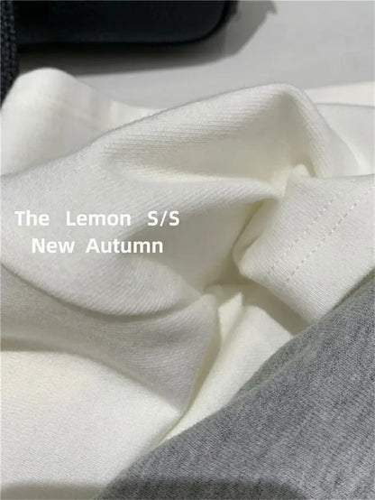 Lemon Women's Loose Short Sleeve T-Shirt Korean Style round Neck Base Shirt Inner Wear Simple Fashion Spring Autumn Top