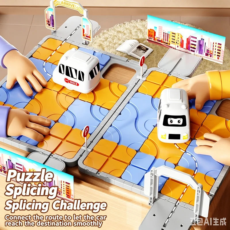 DIY City Adventure 3D Puzzle Race Track Toy Parking Lot Maze Board Game Sliding Car Brain Teaser STEM Vehicle Educational Gift