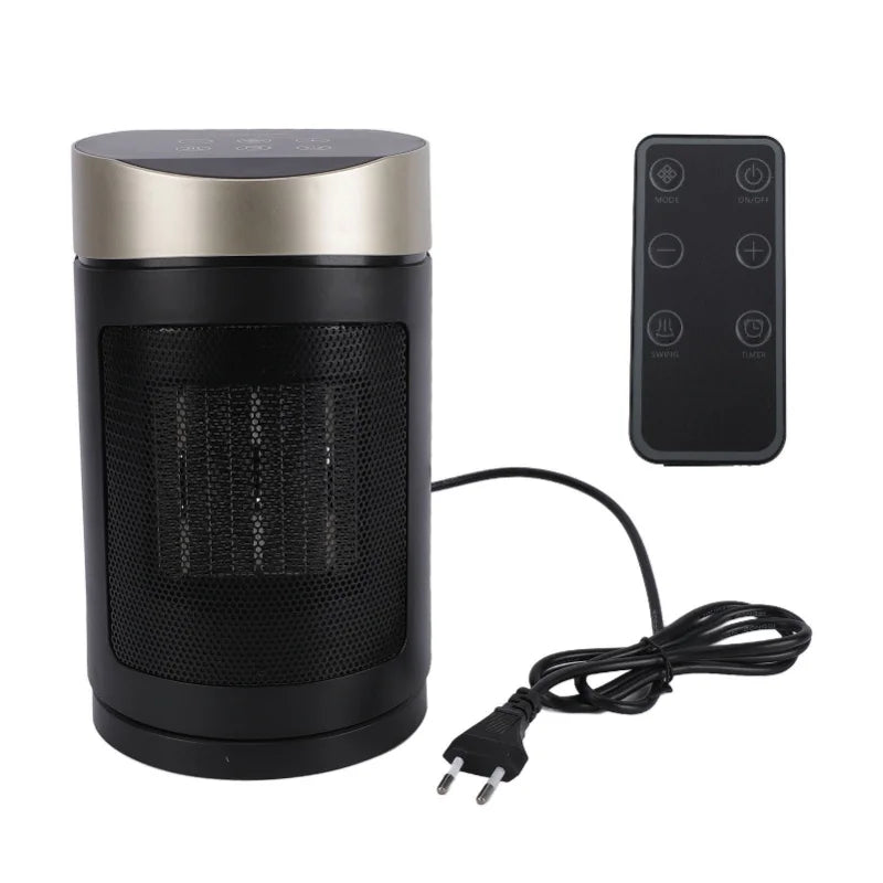 Portable 1500W Electric Space Heater Gold With Remote Control Tip Over Protection For Indoor Use Fast Heating Safety