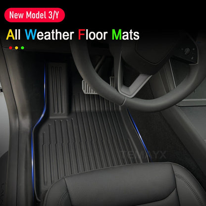 Car Floor Mats For Tesla Model Y Juniper 2025 2026 Double Layer Carpet TPE Trunk Pads Waterproof Cargo Liner Protective Kick Pad