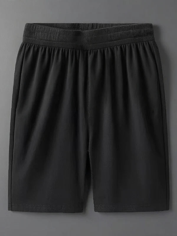 Black Sports Casual Shorts Men Summer Thin Pure Cotton Straight Leg mid Waist Drawstring Five Pocket Zipper Pants