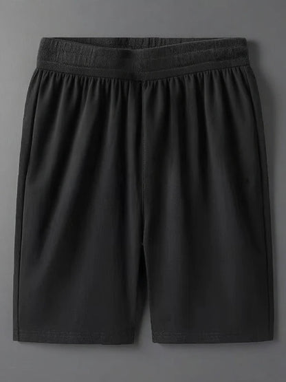 Black Sports Casual Shorts Men Summer Thin Pure Cotton Straight Leg mid Waist Drawstring Five Pocket Zipper Pants