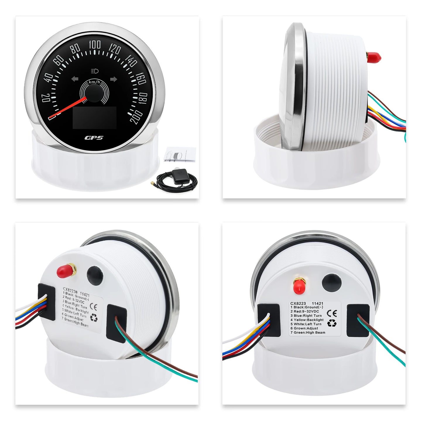 85MM Digital GPS Speedometer 0-160MPH 0-200KMH Speed Meter With GPS Antenna For Car Marine Boat 7 Color Backlight Speed Gauge