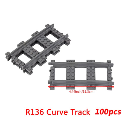 MOC City Bricks Train Flexible Construction Parts Railway Curve Track R104 Building Blocks Model Accessories Compatible 53401