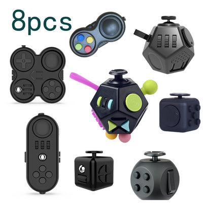 8pcs Fidget Toy Game Set Anti-Stress Fun Desk Handle Educational Stress Relief Finger Play Toys