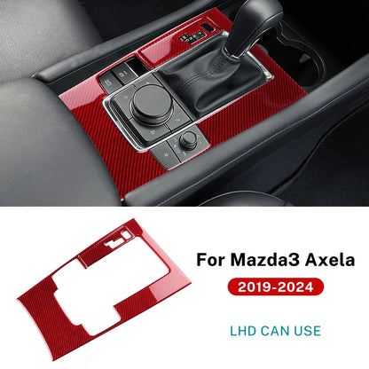 For Mazda 3 Axela BP 2019 2020 2021 2022 2023 2024 2025 Real Soft Carbon Fiber Sticker Automatic AT Car Gear Shift Panel Trim