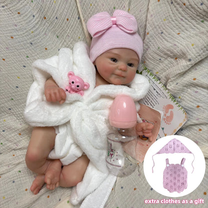 AnjoDoll 2 Sets Of Clothes 13Inch Open Mouth Silicone Reborn Doll Washable Handmade Doll Toy Ideal Gifts