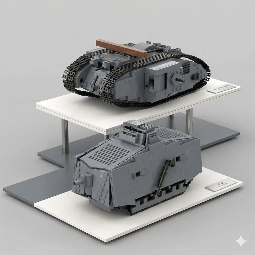 ww1 German A7V and MARK IV Heavy Tank Building Block Toy Military Vehicle Model Bricks Set