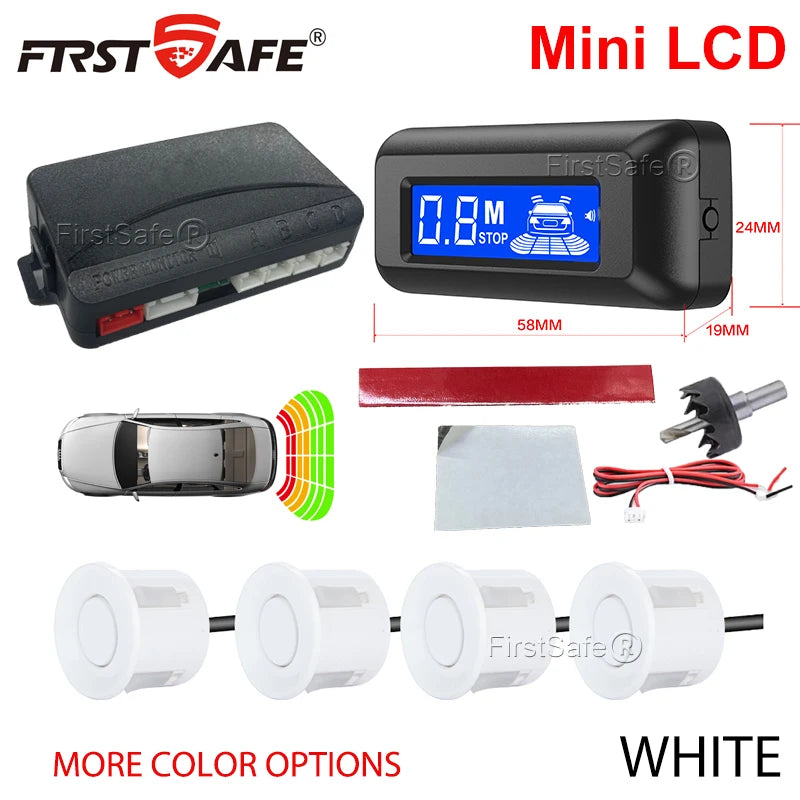 FirstSafe Factory Car Parking Sensor Kit Mini LCD Display With 22mm 4 Sensors Radar Detector System Universal All Car