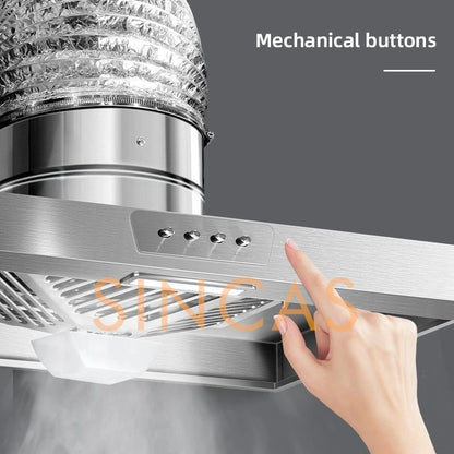 Stainless Steel Range Hood with Lighting Easy-Install Kitchen Exhaust Fan Suction Household Traditional Stove Ventilation System