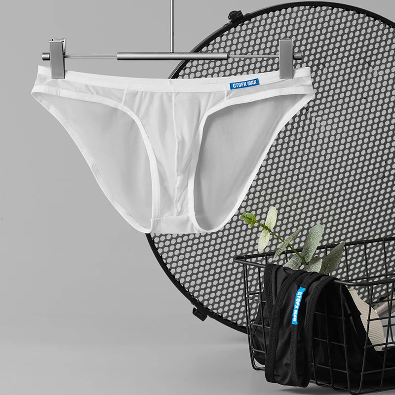 GTOPXMAN Sexy Underwear Men Thin Ice Silk Translucent Men Briefs U Pouch Underwear Men  Ropa Interior Hombre
