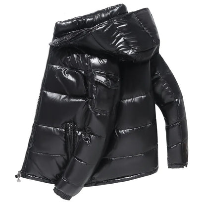 High Quality Outdoor Windproof Parka Thicken Warm Puffer Tops Winter Hooded Shiny Down Coats Mens Casual White Duck Down Jackets